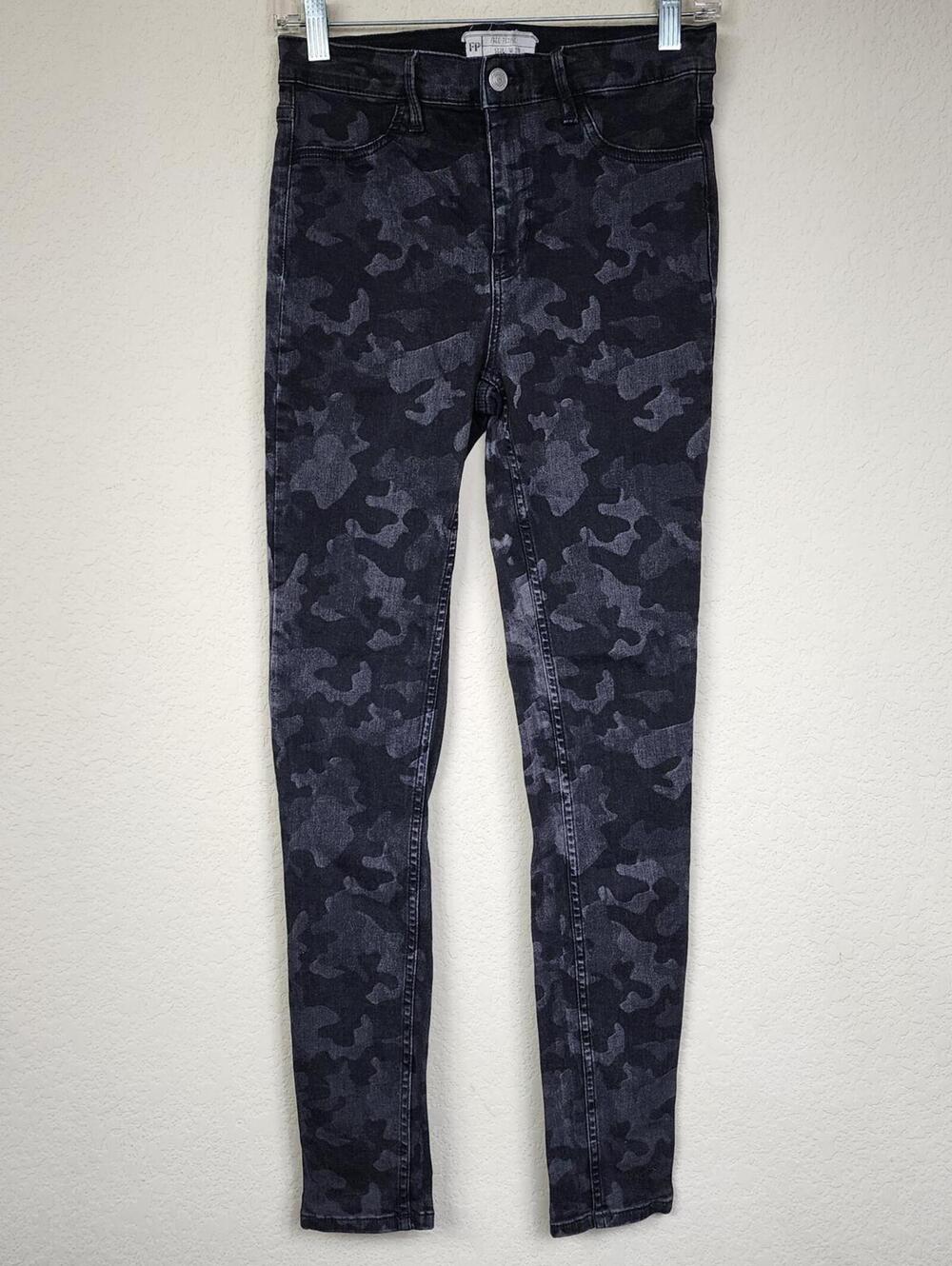 Free People Dark Camo Stretch Skinny Jeans